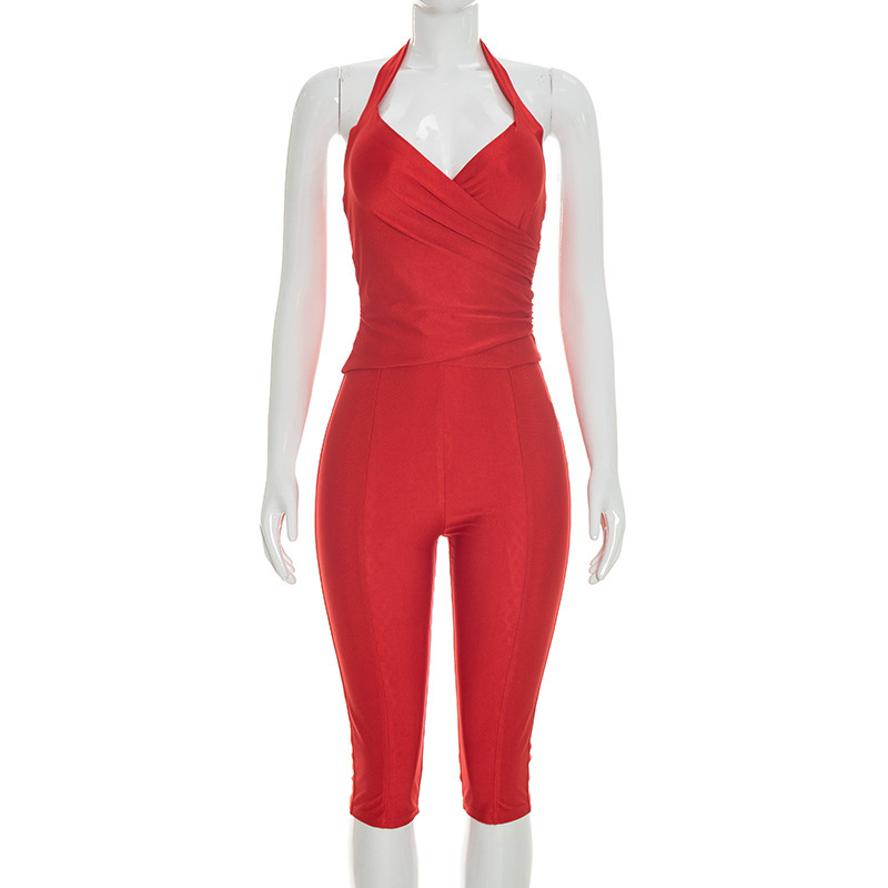 Slim 2 Piece Set Women Solid W - đánh giá và giá Suspender Tank Top