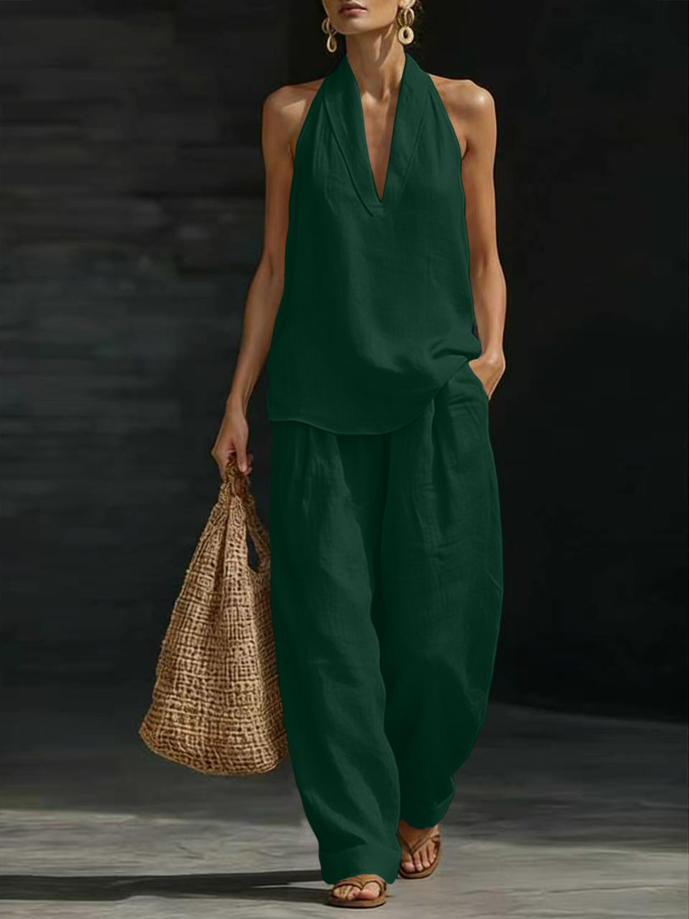 Women Linen 2 Piece Outfit Hal - đánh giá và giá Suspender Tank Top