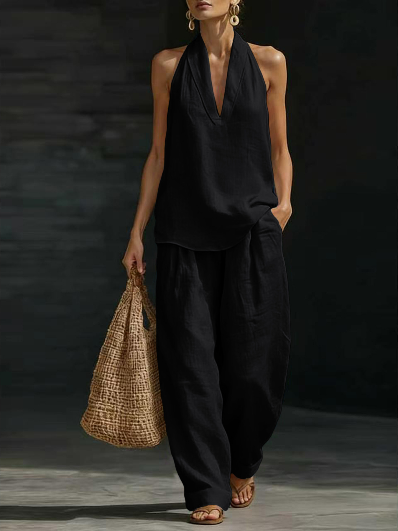 Women Linen 2 Piece Outfit Hal - đánh giá và giá Suspender Tank Top